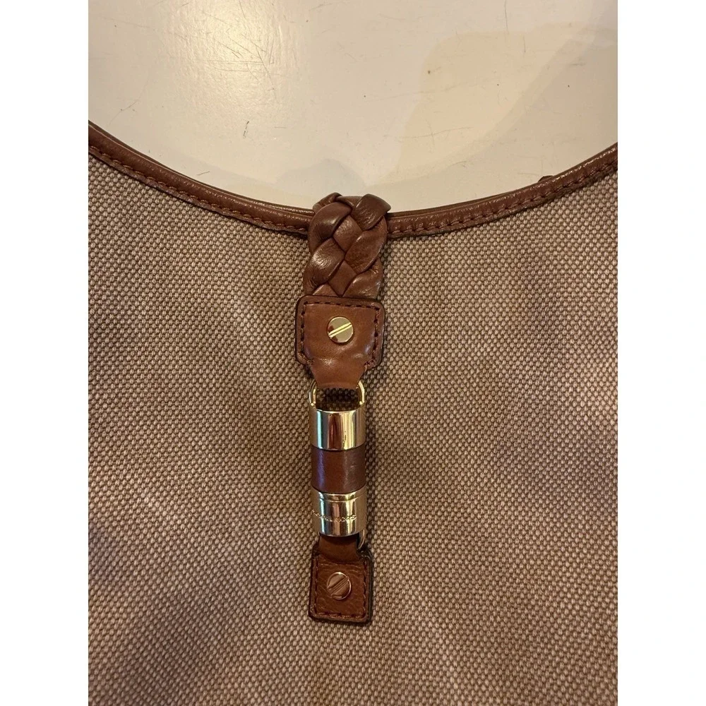 Michael Kors Canvas‎ Hobo Brown Purse Jet Set Braided Leather Shoulder Bag